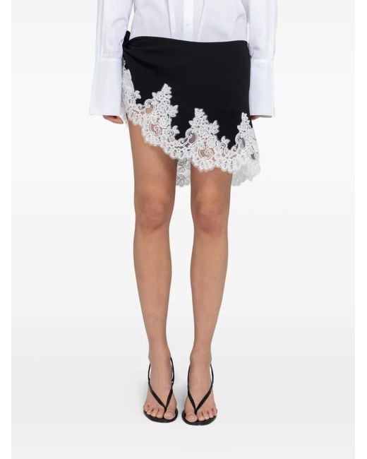 Beaufille Black Phoebe Lace-Trim Wrap Mini Skirt
