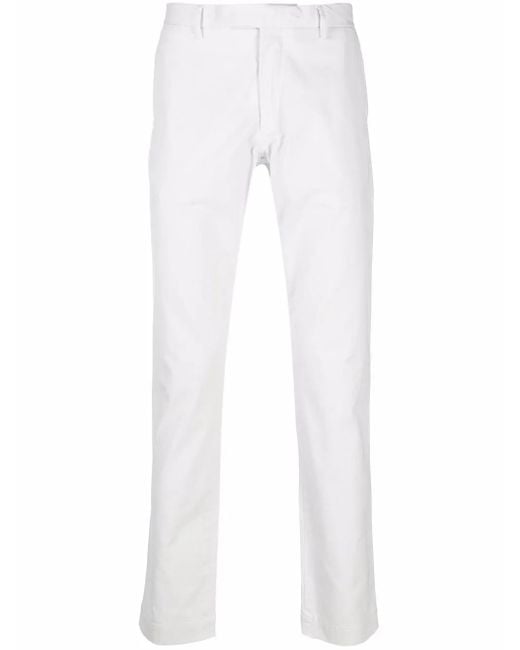 Polo Ralph Lauren White Flat Front Trousers for men