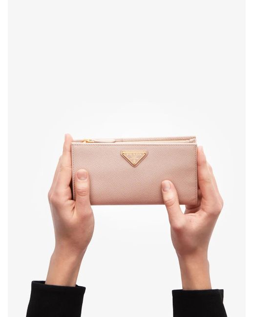 Prada Pink Logo Plaque Wallet