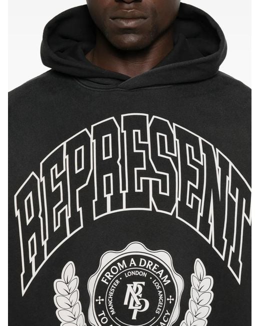 Represent Black Graphic-Print Hoodie for men