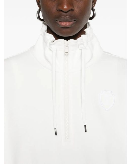 Brunello Cucinelli White Zip-Collar Sweatshirt