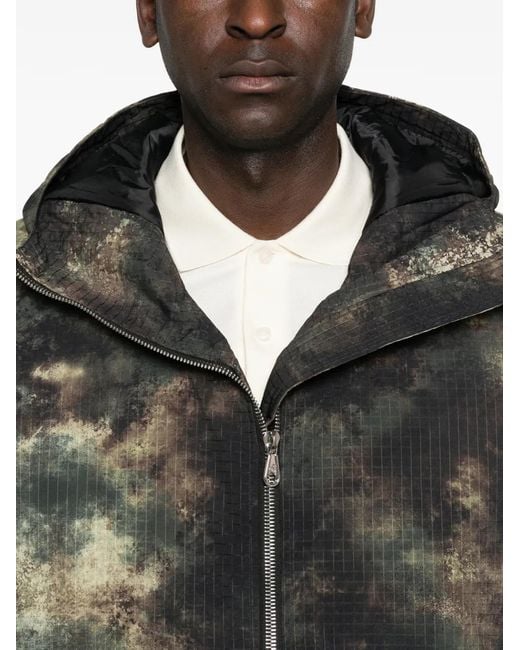 Cole Buxton Black Camouflage-Pattern Hooded Jacket for men
