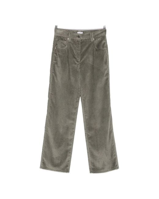 Brunello Cucinelli Gray Corduroy Straight-Leg Trousers