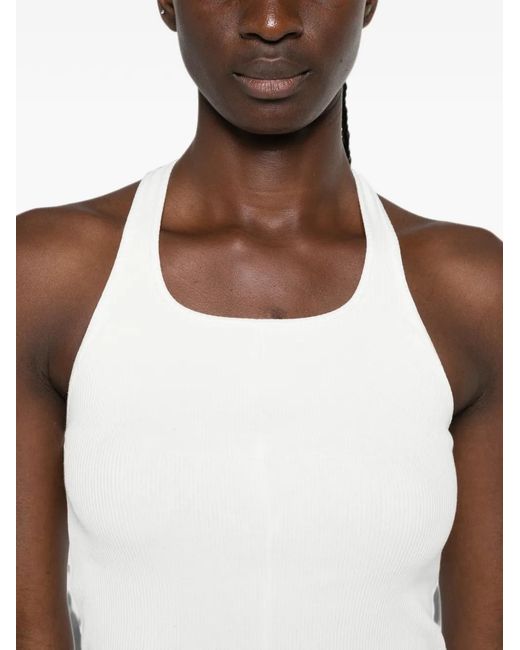 MATIERES FECALES White Ribbed Tank Top