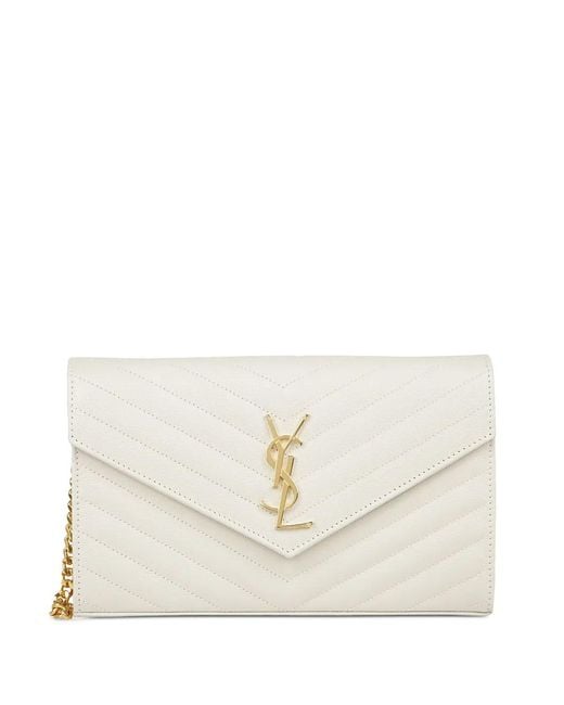Saint Laurent White Monogram Quilted Leather Shoulder Bag