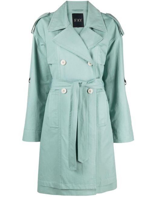 Fay Green Lobster-claw Double-breasted Coat