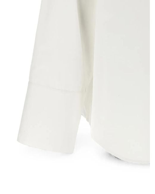 Alberta Ferretti White Pleated-Ruffle Pussy-Bow Shirt