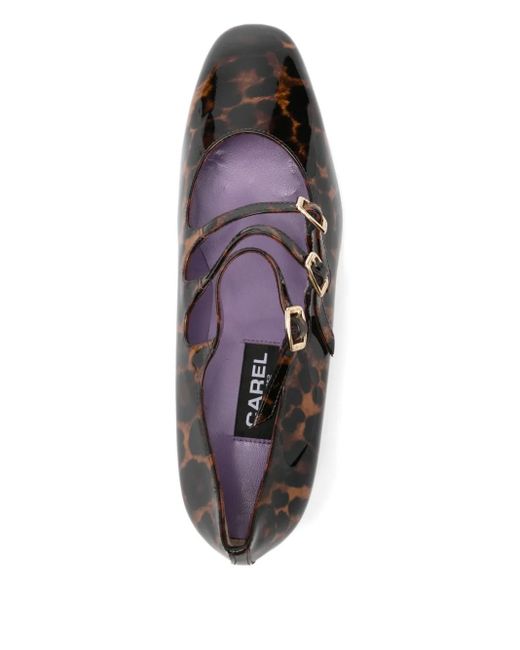 CAREL PARIS Brown 40Mm Kina Leopard-Print Buckled Pumps