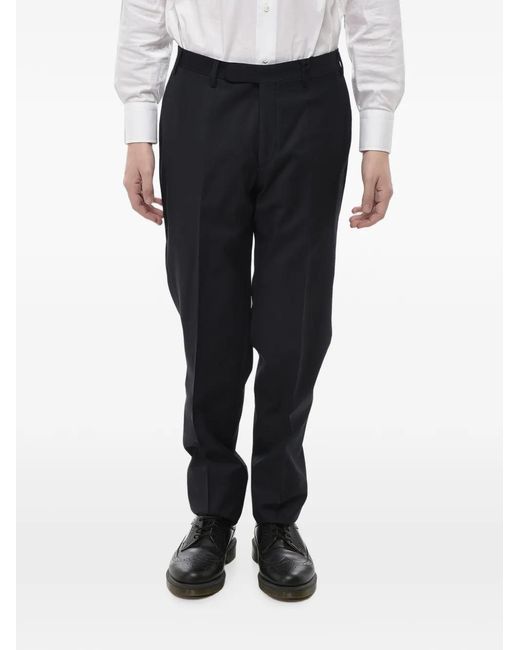 Corneliani Black Fresco Belt-Loop Trousers for men