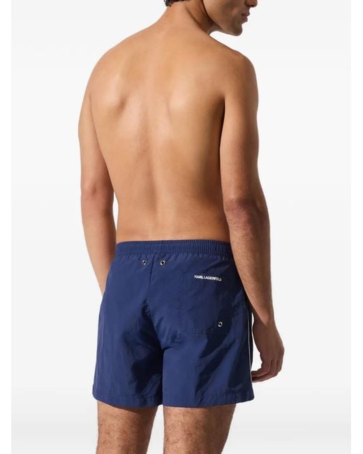 Karl Lagerfeld Blue Logo-Print Swim Shorts for men
