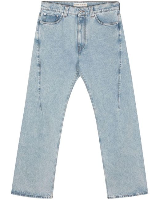 Y. Project Blue Evergreen Wire Straight-Leg-Jeans