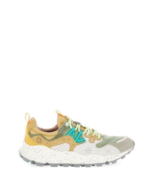 Flower Mountain White Lace-Up Sneakers for men