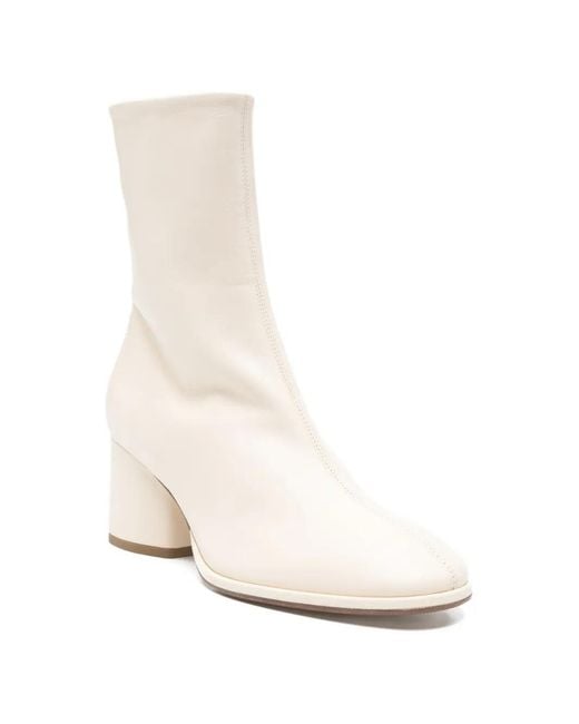 Aeyde White Ayla Round-Toe Boots