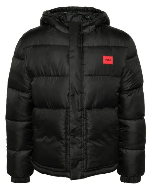 HUGO Black Water-Repellent Puffer Jacket for men