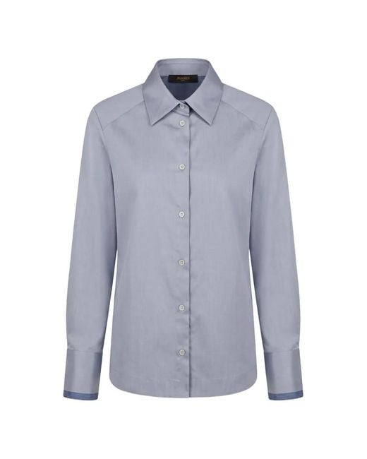 Moorer Blue Striped Long-Sleeve Shirt