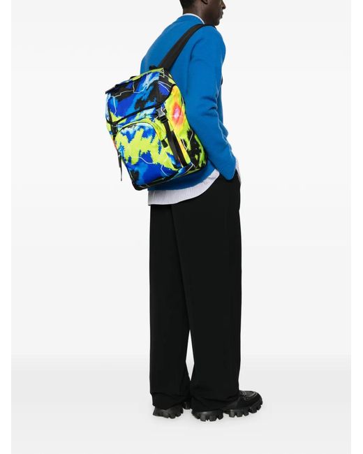 Prada Blue Pixel-Print Backpack for men