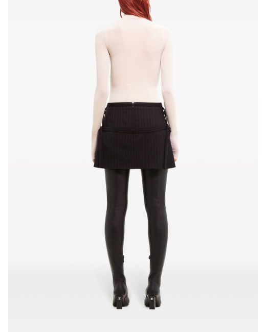 Courreges Black Pinstriped Virgin Wool Mini Skirt