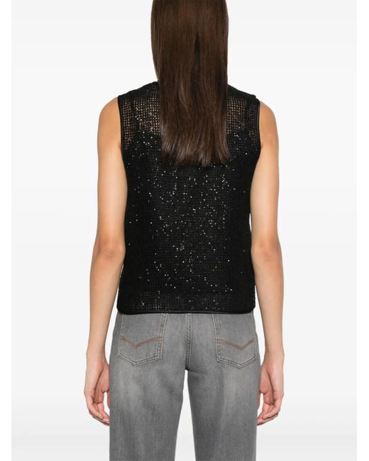 Peserico Black Open-Knit Top
