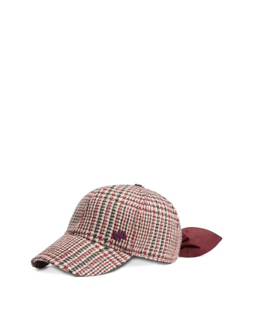 Patou Pink Houndstooth Wool Baseball Cap