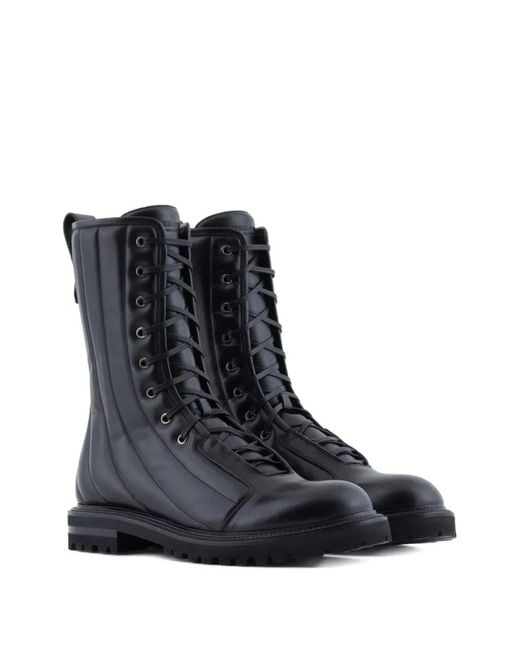 Anfibi Stringati di Giorgio Armani in Black da Uomo