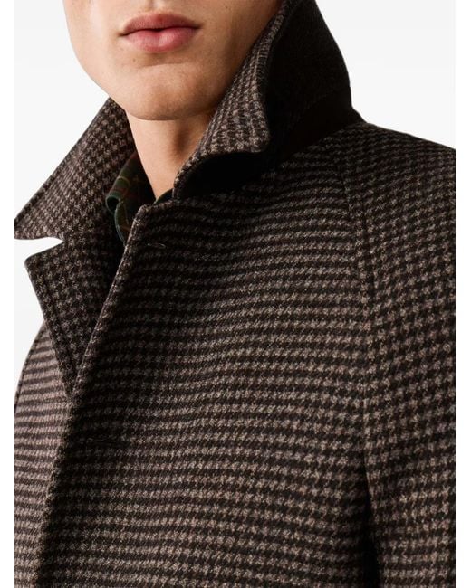 Hackett Brown Houndstooth-Pattern Coat for men