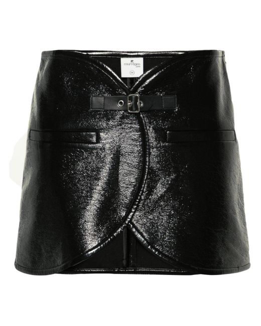 Courreges Black Ellipse Laminated Miniskirt