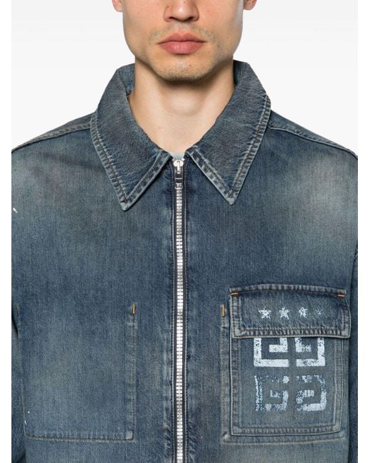 Chemise en jean à imprimé 4G Givenchy pour homme en coloris Blue