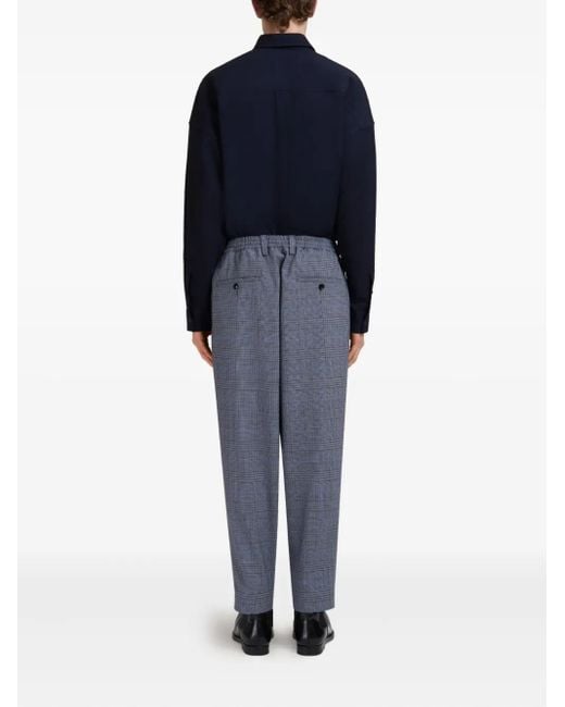 Marni Blue Checked Pleated Trousers for men