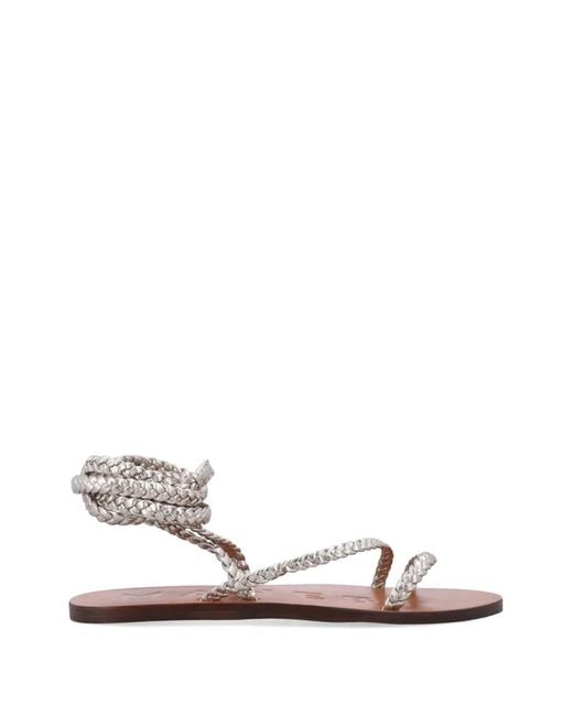 Manebí White Braided Lace-Up Sandals