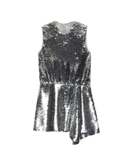 MSGM Gray Sequin Sleeveless Dress