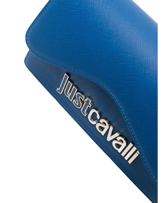 Just Cavalli Blue Logo-lettering Saffiano-leather Tote Bag