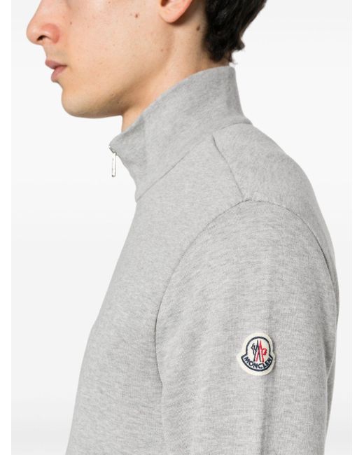 Sweat zippé à logo appliqué Moncler pour homme en coloris Gray
