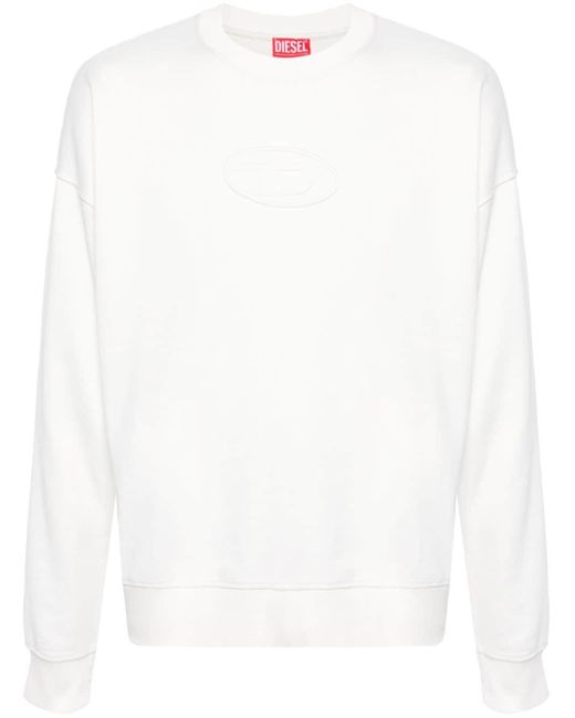 DIESEL White S-roby-n1 Logo-embroidered Sweatshirt for men