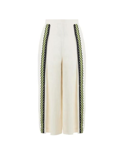 Temperley London White Pantalon En Lin Avalon À Broderies