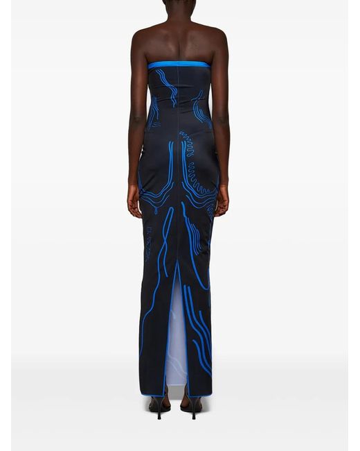DI PETSA Blue Printed Long Dress