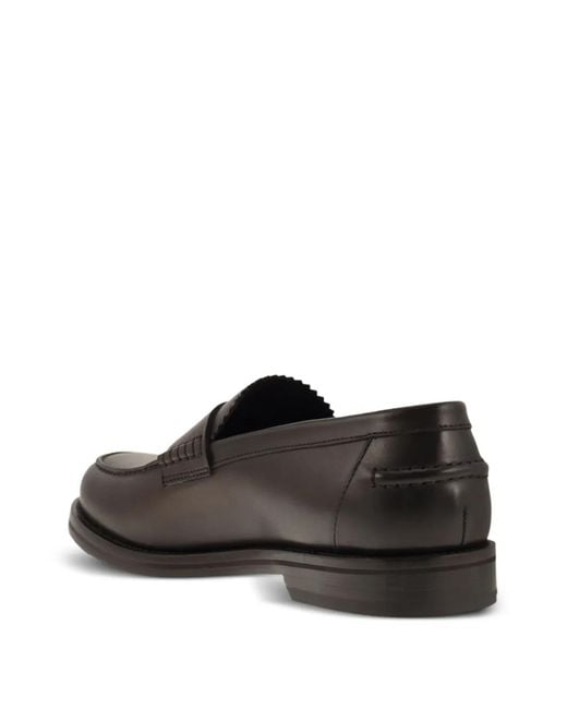 Doucal's Black Leather Loafers for men