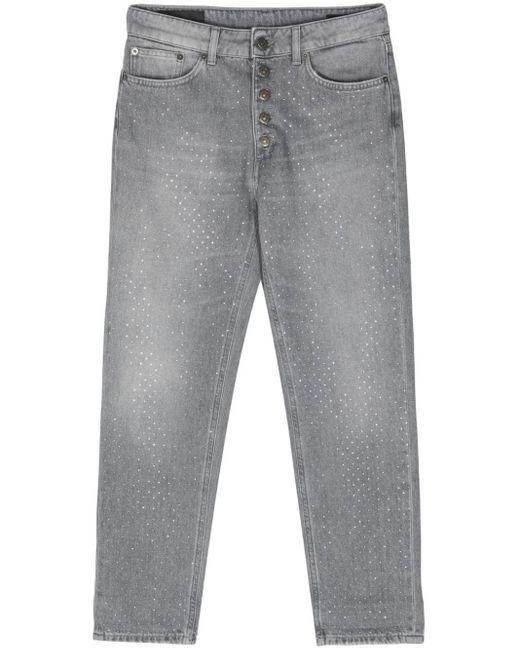 Dondup Gray Koons Rhinestone-detailed Cropped Jeans
