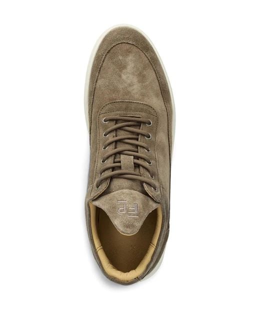 Filling Pieces Brown Suede Front-Lace Sneakers for men