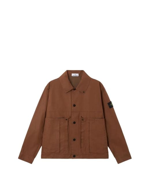 Stone Island Brown Button Patch Jacket for men