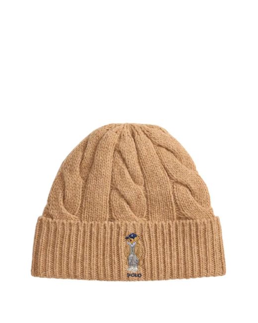 Polo Ralph Lauren Natural Bonnet En Maille Torsadée