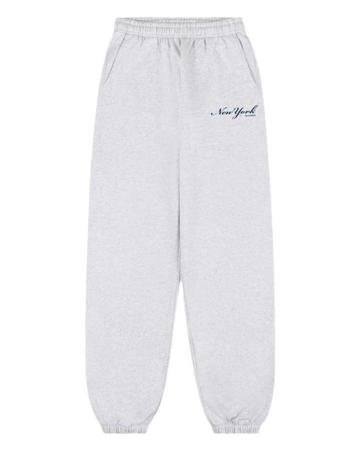 Sporty & Rich White New York Track Pants