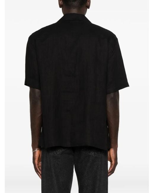 John Richmond Black Eyelet-Embellished Short-Sleeve Shirt for men