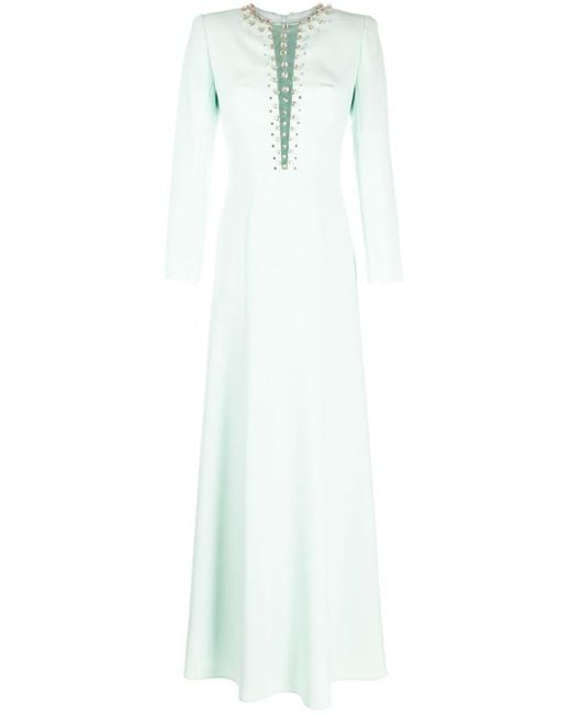 Jenny Packham White Marius Crystal-embellished Crepe Gown Dress