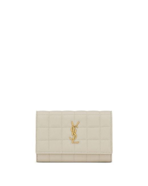 Saint Laurent White Cassandre Quilted Leather Wallet