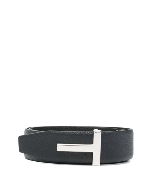 Tom Ford Black T-Icon Leather Belt for men