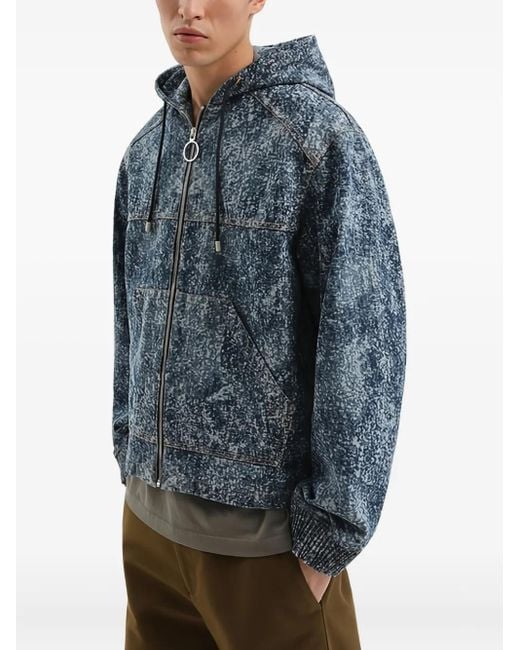 1989 STUDIO Blue Hooded Zip Jacket for men