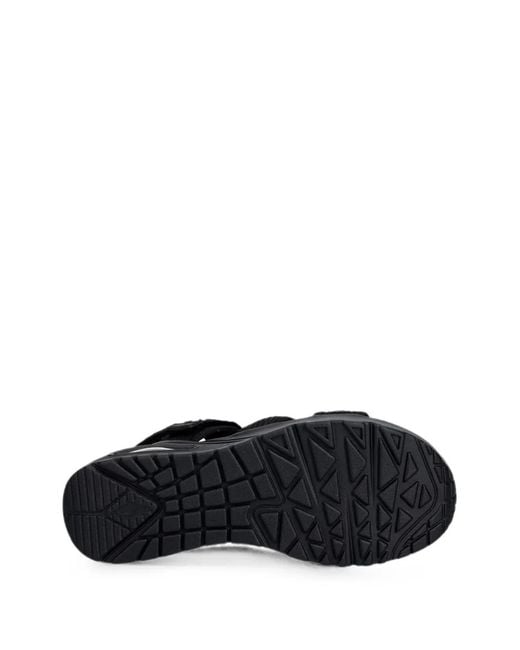 Skechers Black Uno Touch-Strap Platform Sandals