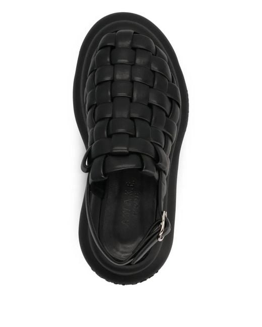 A.W.A.K.E. MODE Black Mode Leather Sandals