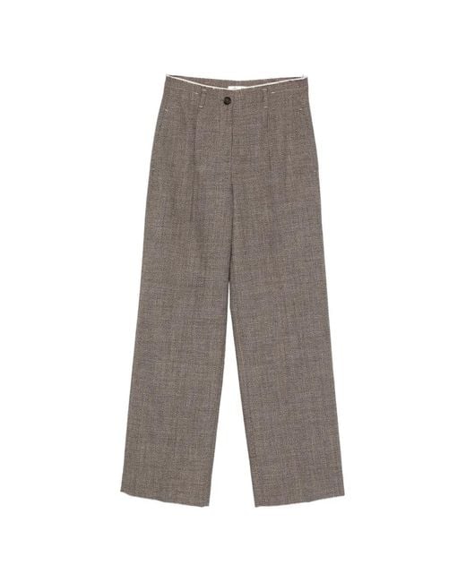 Tela Gray Marl-Effect Raw-Edge Trousers