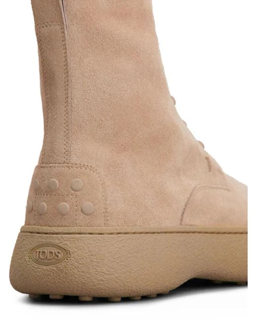 Tod's Brown Embossed Lace-Up Boots for men